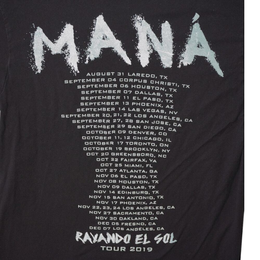 Maná Rayando El Sol Tour 2019 Concert T-Shirt Black Band Tee Size S - Picture 5 of 5